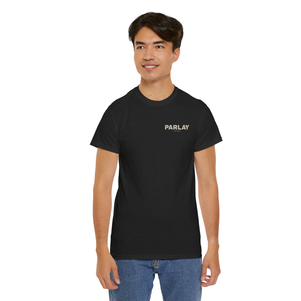 Parlay Graphic Tee — Retro Ticket & Japanese Text Soccer Design