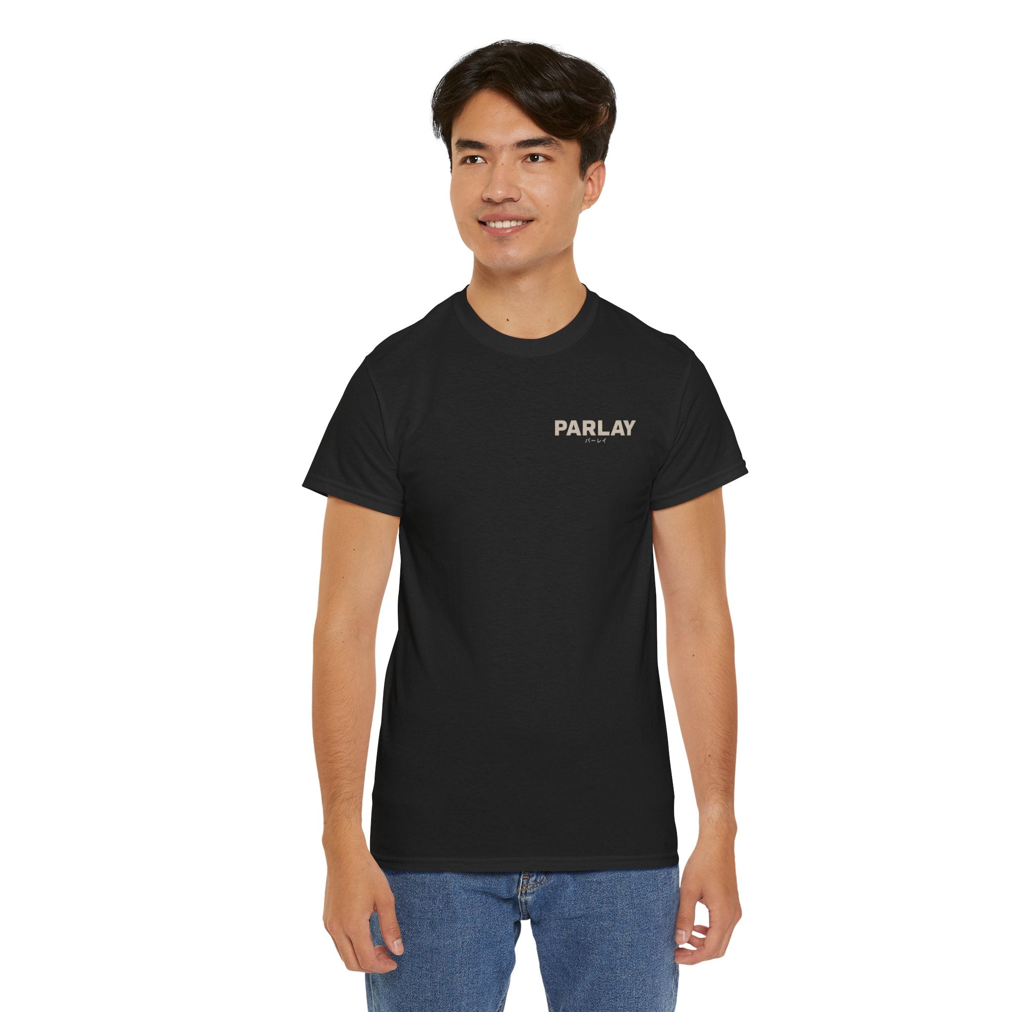 Parlay Graphic Tee — Retro Ticket & Japanese Text Soccer Design