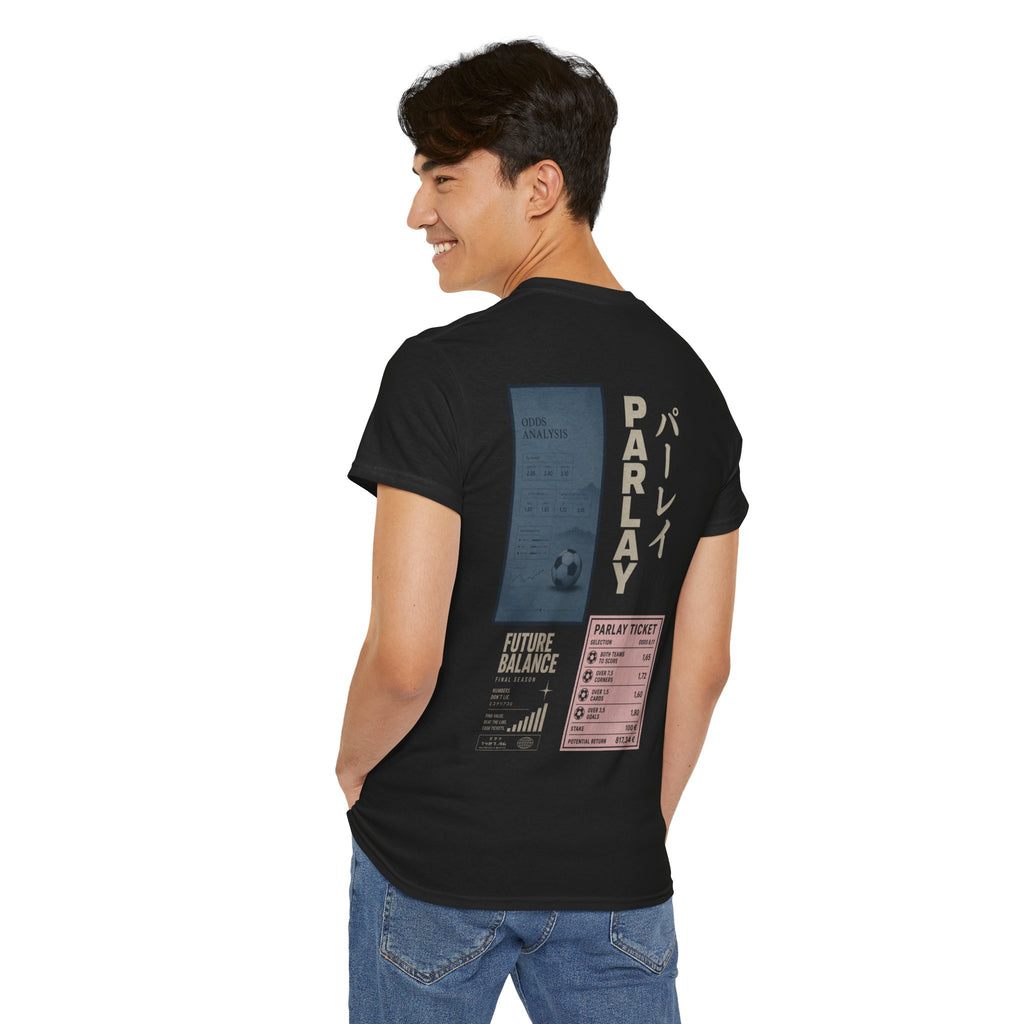 Parlay Graphic Tee — Retro Ticket & Japanese Text Soccer Design